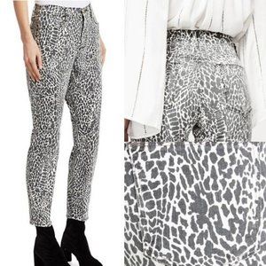NEW FRAME Women Le High Waisted Charcoal Spotted Animal Denim Cropped Jean Pants